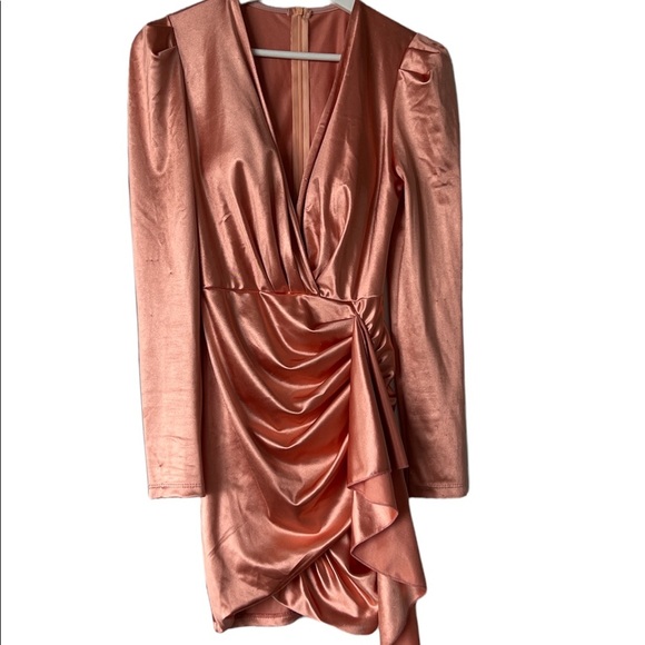 Pink metallic  long sleeve mini dress - Picture 2 of 7